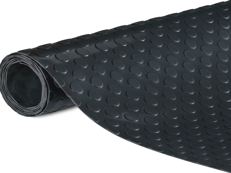 Siyah Paralı PVC Rulo Zemin Siyah paralı PVC zemin kaplama - oval kabartmalı siyah coin PVC rulo zemin